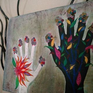 送料込み　キャンバス　f6 ボタニカル　アート　手