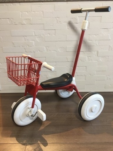 ★値下げ6000円★ 引取りが条件★無印 三輪車 かご付き 舵取り棒付き
