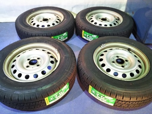 夏用 ADバン 未使用タイヤ4本【100％富山】ニッサン ADバン 日産 165R14　6PR LT（165/80R14　LT） ダンロップ 『日産純正 PCD100 中古ホイール付き』100％車検対応