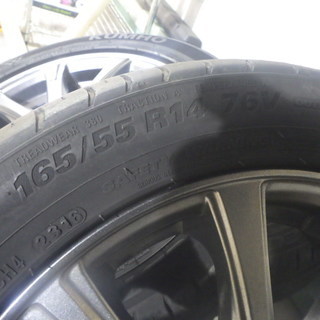 0002■ワゴンR (CBA-MH22S)装着 165/55R14 アルミホイール＋サマータイヤ4本