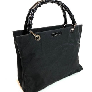 GUCCI オールドグッチ 黒バンブー レザー 2wayバッグ 黒 【GUCCI