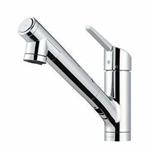 ☆タカギ TAKAGI DKKW-3S 台付シングル13 混合栓 蛇口一体型浄水器付き キッチン用シャワー水栓◆キッチンシングルレバースリム