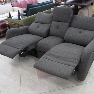 3人掛け 電動リクライニングソファ ファブリック グレー系