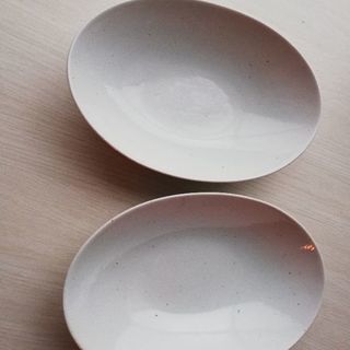 お皿２枚セット・カレー皿・陶器白系