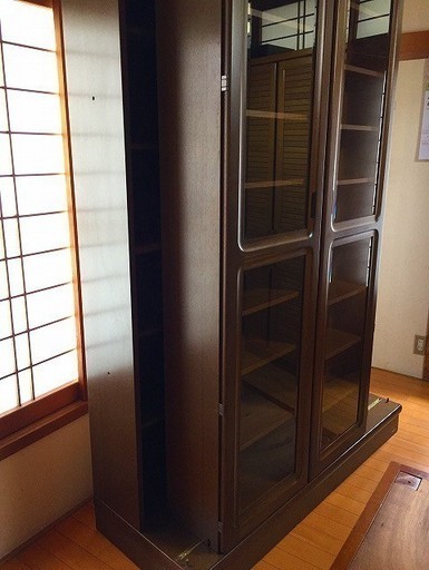 【KOKUSAI】◆スライド式◆本棚/書棚/収納◆幅約135cm◆コクサイ家具◆中古品◆