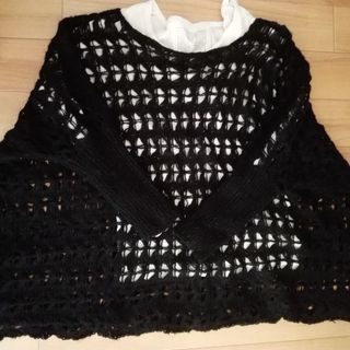 模様編みオシャレセーター黒