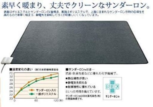 電場磁場カット・ホットカーペットEHC720（2畳相当）\u0026ラグマット（白）