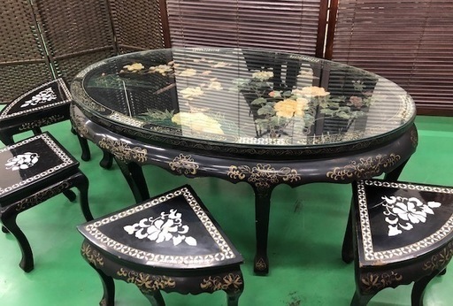 中国 ガラステーブル イス 4脚セット アンティーク | pcmlawoffices.com