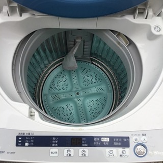 #2201 2015年製 シャープ 5.5kg 全自動洗濯機　ブルー系SHARP 穴なし槽 ES-GE55P-A