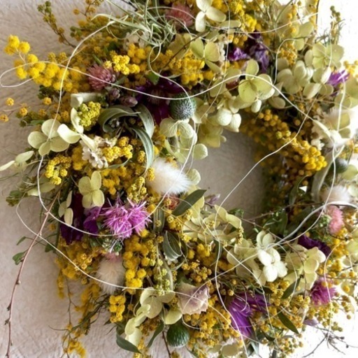 受注制作春の野原のミモザリース④