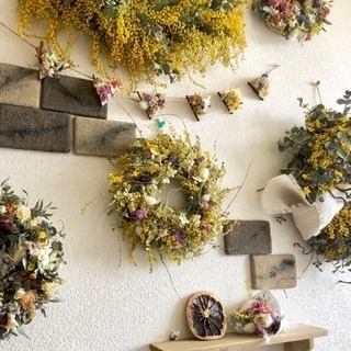 受注制作春の野原のミモザリース④ 