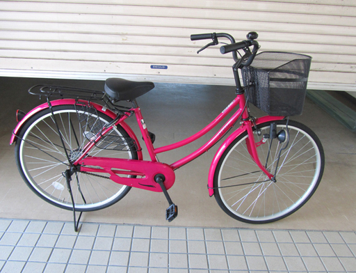 自転車 26インチ ピンク ママチャリ シティサイクル カゴ付 宮の沢店