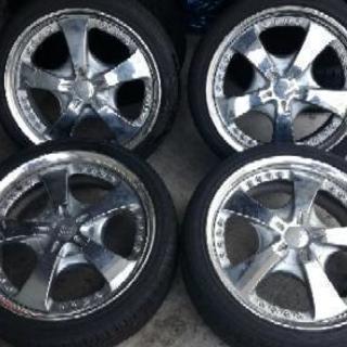 ♪♪205/40R17 WORK LS105 4本 ヨコハマ アース1 溝バッチリ 7J+35 4本 中古♪♪