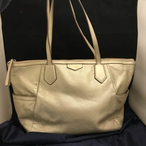 良品 コールハーン レザートートバッグ シャンパンゴールド
