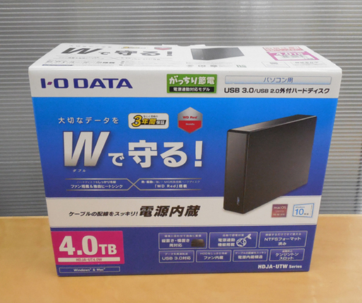 PayPay対応 新品 IO DATA 外付ハードディスク 4.0TB HDJA-UT4.0W USB3.0/2.0 HDD アイオーデータ 札幌市西区