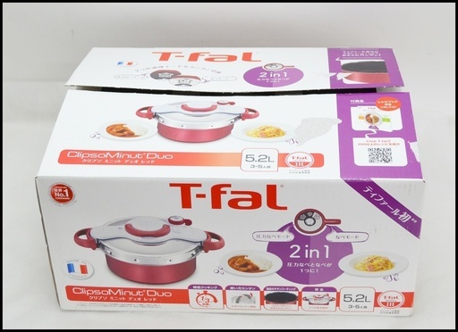 未使用 ティファール 圧力鍋 クリプソ ミニット デュオ レッド 5.2L