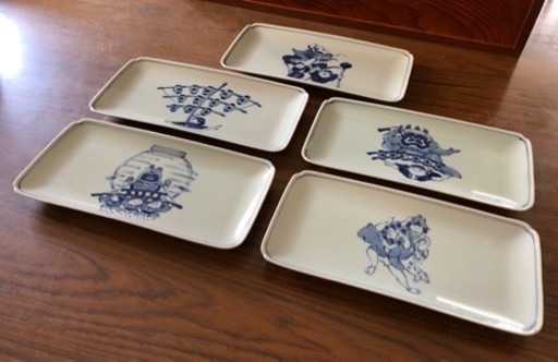 焼皿揃 5枚セット 夢まつり絵柄