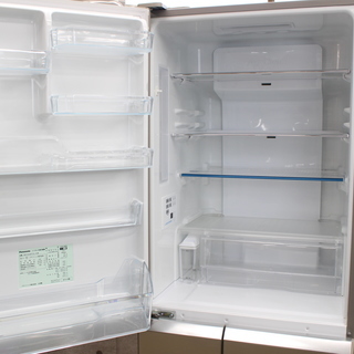 R457)パナソニック Panasonic 5ドア 冷凍冷蔵庫 NR-E438TGL-N 2014年製 426L 左開き スリムタイプ ガラスドア エコナビ