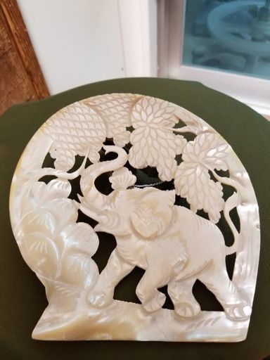 白蝶貝　細工物　彫刻　　自然物加工品　アート　