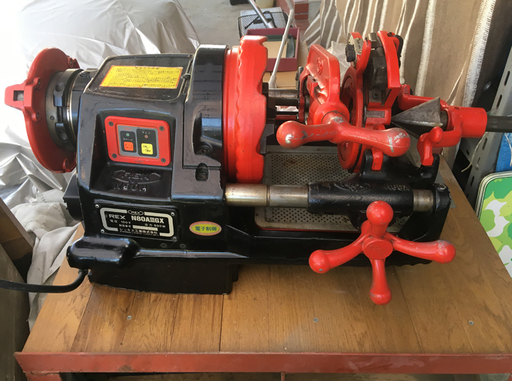 ★未使用にほど近い　REX/レッキス パイプマシン N 80A3GXねじ切り機 未使用に近いダイヘッド3付+REXダイヘッド専用BOX＋REXカバーシート