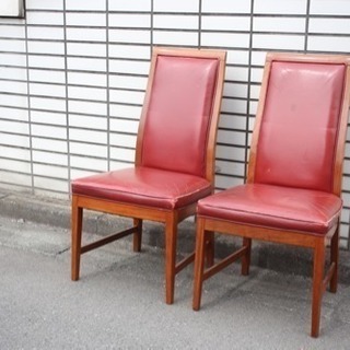 レザーダイニングチェア/木製革レトロアンティーク椅子