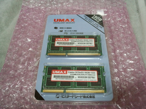 ノート用メモリ UMAX 16GB 動作確認済
