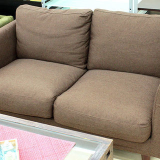 2人掛けソファ 布製 ブラウン系 幅125×奥66×高68cm 1人暮らしに! 小型