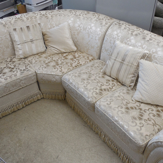 PayPay対応 4人掛け 高級イタリアンソファ コーナーソファ ファブリック ホワイト系 PESARO ITALY イタリア製 布製 CIS 札幌市西区西野 