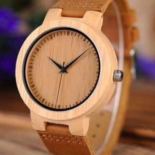 新品 木製腕時計 メンズ 竹デザイン 革ベルト 5500円相当 ...