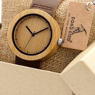 新品 木製腕時計 レディース 竹デザイン 革ベルト 4800円相...