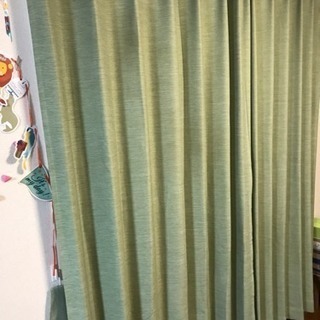 2枚組カーテン（グリーン）×2セット