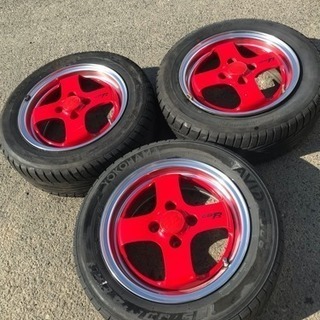 CDR 赤 レッド 185/60r14 K-26 14X6J ET42 4x100 美品 管理番号31305