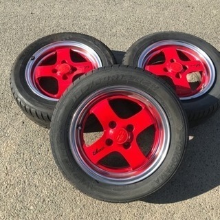 CDR 赤 レッド 185/60r14 K-26 14X6J ET42 4x100 美品 管理番号31305