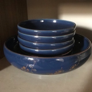紺 大皿と小皿5枚セット