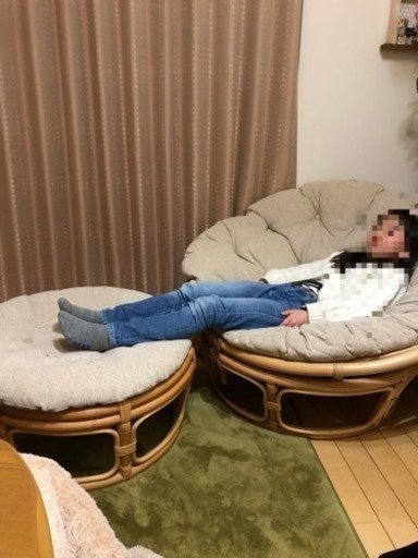 大阪お届け  サタンリラックスチェア 籐 椅子 パパサンチェア ソファ