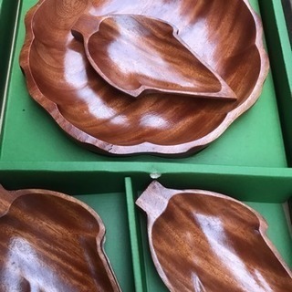 高級木彫り 新品 大皿 小皿セット