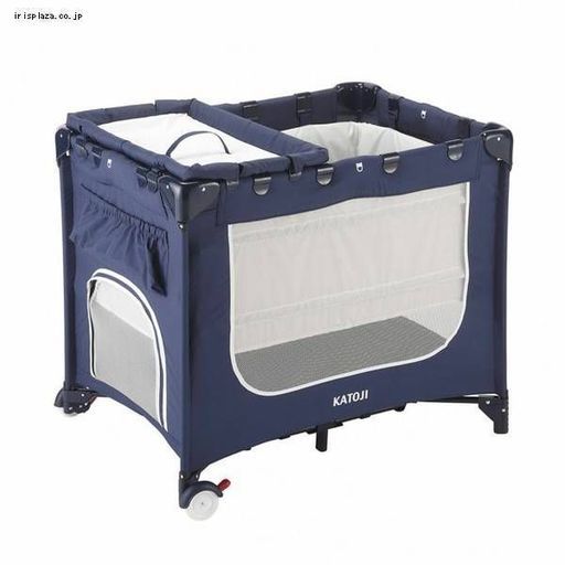 【引渡待】【美品】ポータブルベビーベッド おむつ替えテーブル付（ネイビーブルー） 品番：63711
