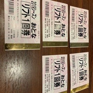 野沢温泉スキー場リフト券5枚分 有効期限2019年5月6日まで