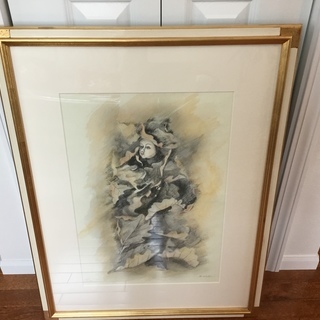 リトグラフ絵画(とても静かな雰囲気)【中古】【動作OK】【店頭引取限定 