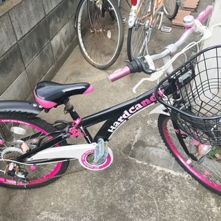 22インチ 6段ギア/ライト付★子供用 自転車 ピンク×ブラック