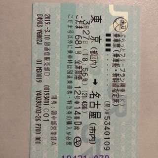 新幹線(こだま)切符 2019.03.27
