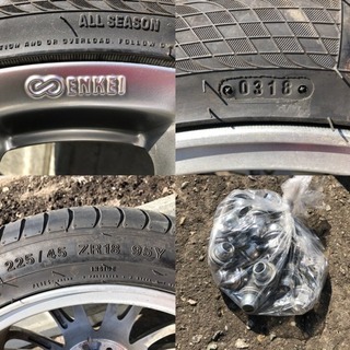 日産v36スカイライン純正18インチ ４本同サイズタイヤ付き 美品