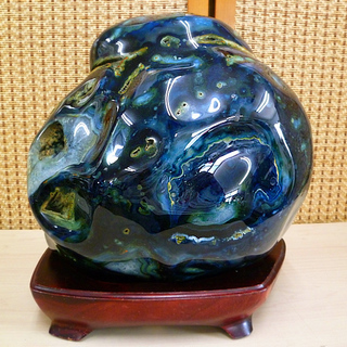 南12条店 メノウ？ キレイな鑑賞石 13kg 飾り石 深い藍色 26×25cm 南12条店 メノウ？ キレイな鑑賞石 13kg 飾り石 深い藍色 26×25cm