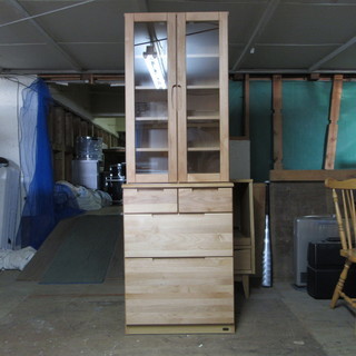 カップボード 食器棚 キッチン収納 木目 高さ約180cm 幅約...
