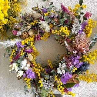 受注制作 春のお花いっぱいリース