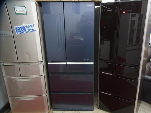 608L・2013年製・ガラストップドア・エコナビ・ナノイー 6ドア 冷蔵庫