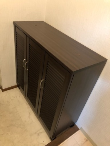 シューズボックスミラー付きダークブラウン【トレファク堺福田店】