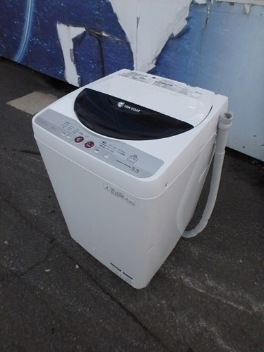 簡易清掃済み☆2010年製☆SHARP　シャープ 全自動電気洗濯機　ES-GE55K 容量　5.5kg