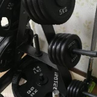 バーベルセット&ラック EZバー&スクワットパッド付