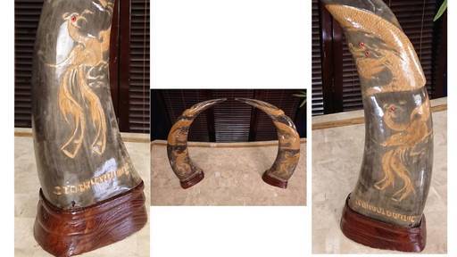 5本セット 黒水牛角 柳刃330 黒檀 柳刃尺一 手作り 包丁柄 ハンドル 5